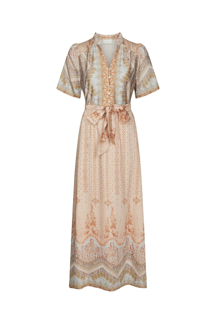 Neo Noir - Moviana Flower Border Dress 169030 - 618 - Flower Peach