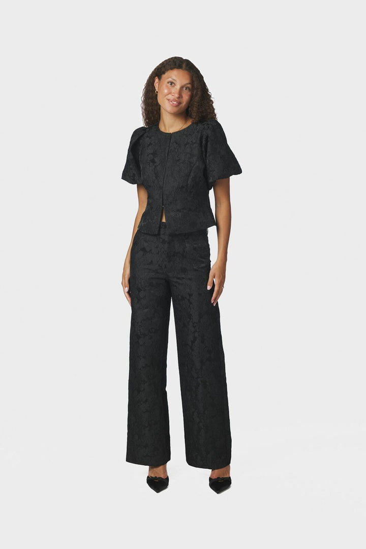 Neo Noir - Nathalie Flower Brocade Pants 171052 - 100 - Black