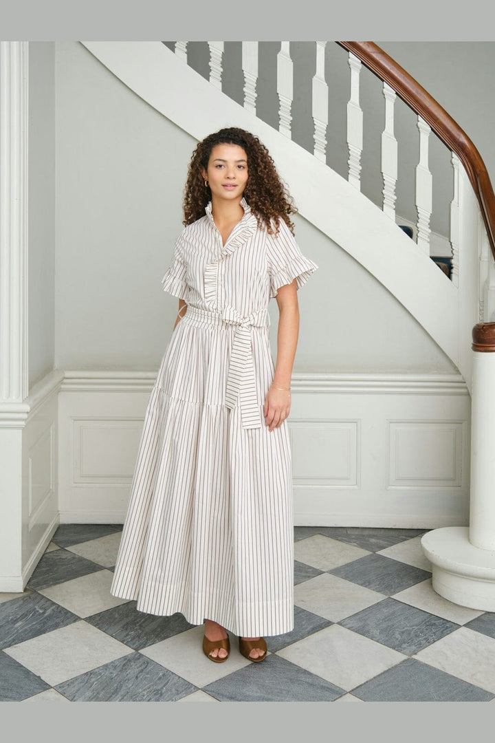 Neo Noir - Nellie Wide Stripe Dress 168228 - 124 - Ivory