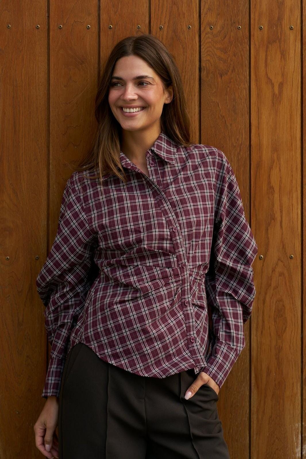 Neo Noir - Neoella Medium Check Shirt 168469 - 182 - Plum Skjorter 