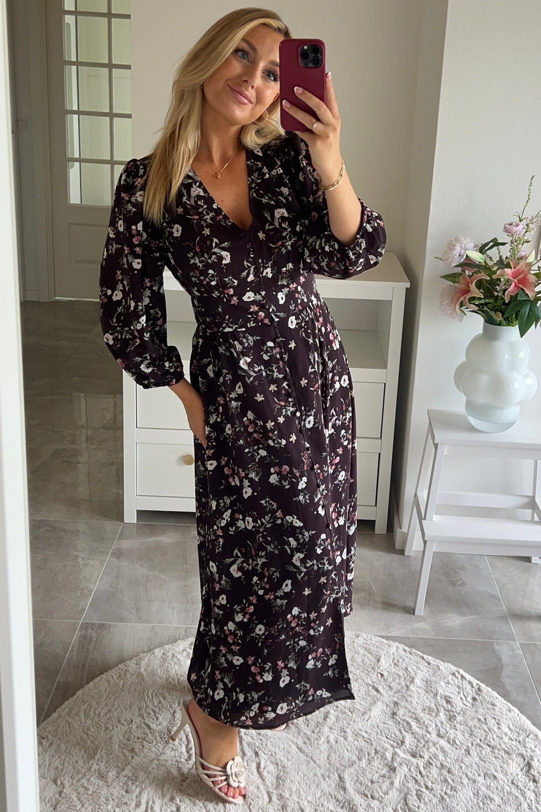 Neo Noir - Olana Blossomy Flower Dress 170667 - 210 - Brown Kjoler 