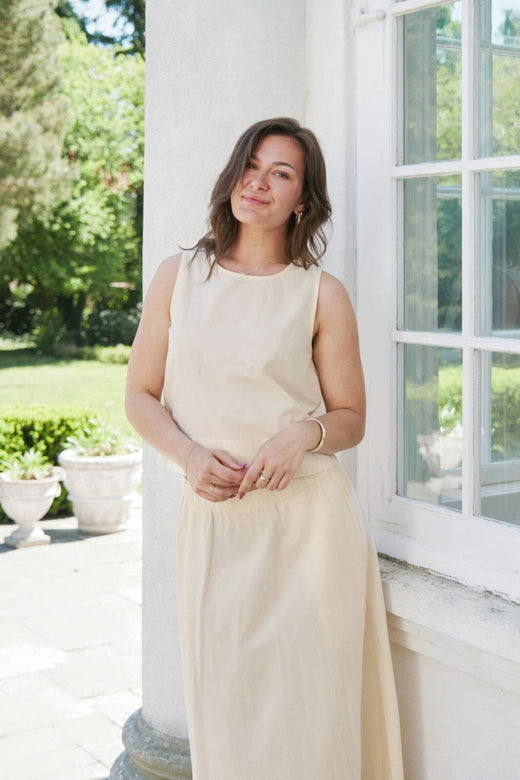 Neo Noir - Polly C Poplin Top - Light Yellow Toppe 