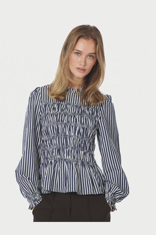 Neo Noir - Possa Big Stripe Blouse 168022 - 141 - Navy