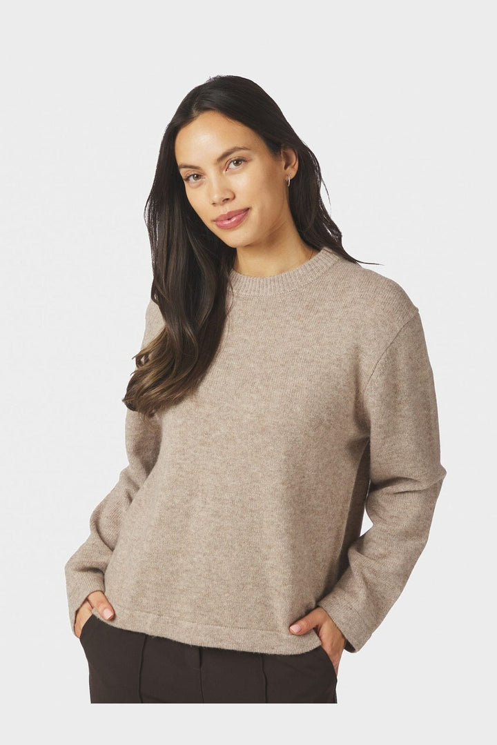 Neo Noir - Rivi Solid Knit Blouse 165924 - 976 - Beige Melange
