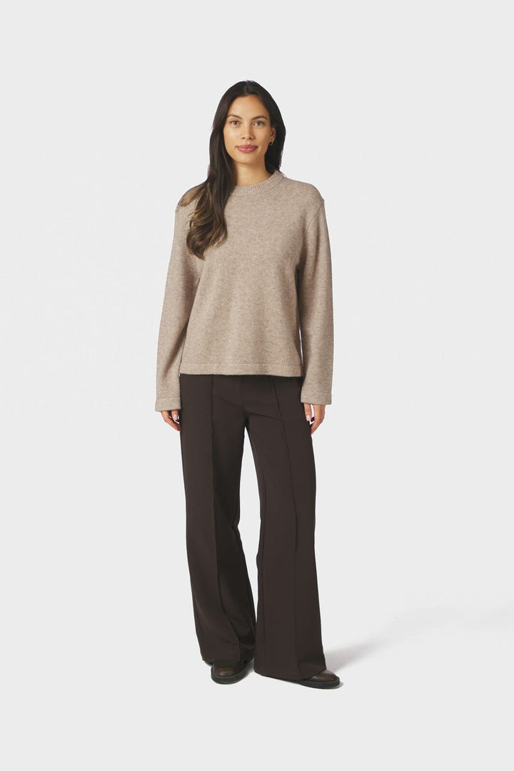 Neo Noir - Rivi Solid Knit Blouse 165924 - 976 - Beige Melange