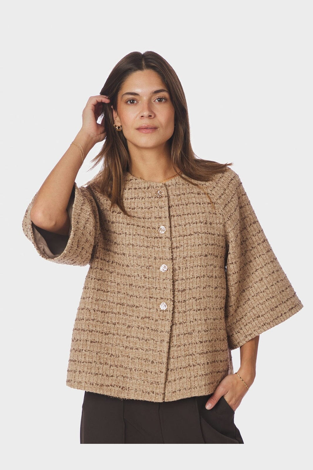 Neo Noir - Rosella Boucle Mini Jacket 166488 - 214 - Taupe