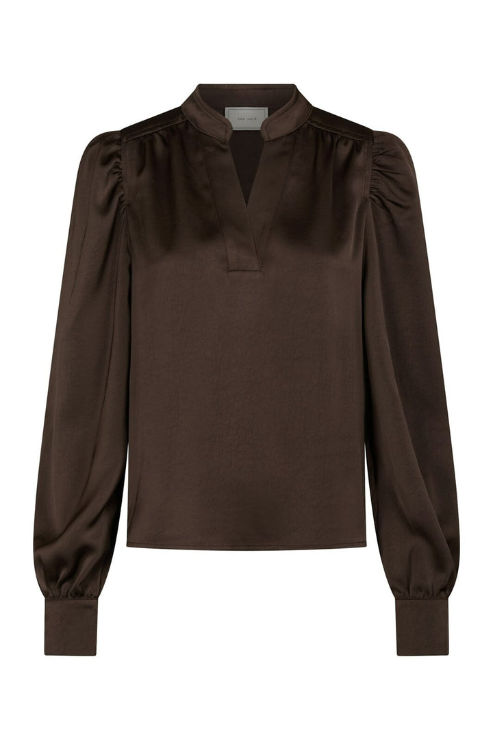 Neo Noir - Rosslyn Heavy Sateen Blouse 163769 - 676 - Dark Brown