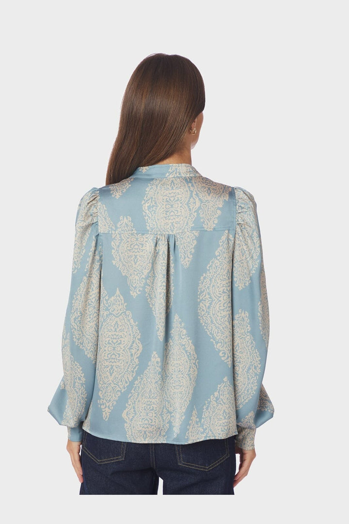 Neo Noir - Rosslyn Paisley Drop Blouse 163976 - 142 - Dusty Blue