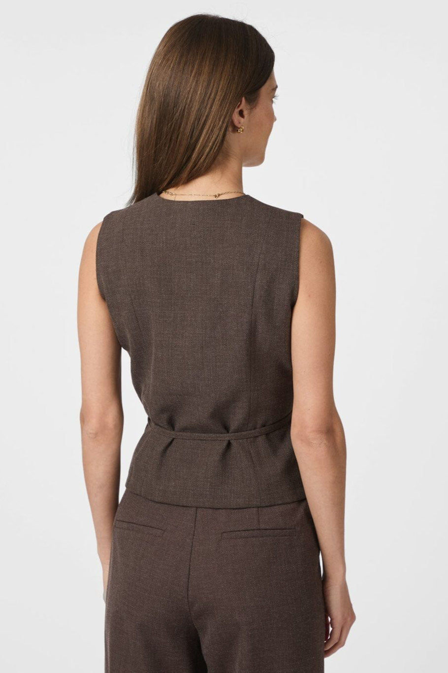 Neo Noir - Samara Melange Waistcoat 165293 - 205 - Brown Melange