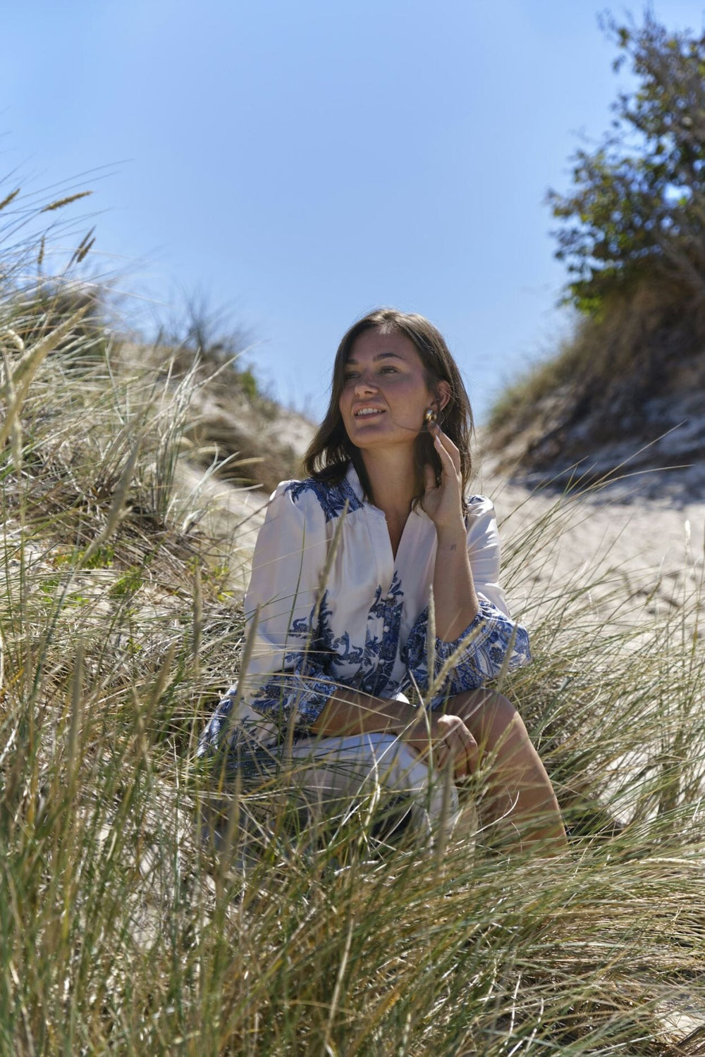 Neo Noir - Stellar Paisley Border Dress 166359 - 348 - Ash Blue Kjoler 