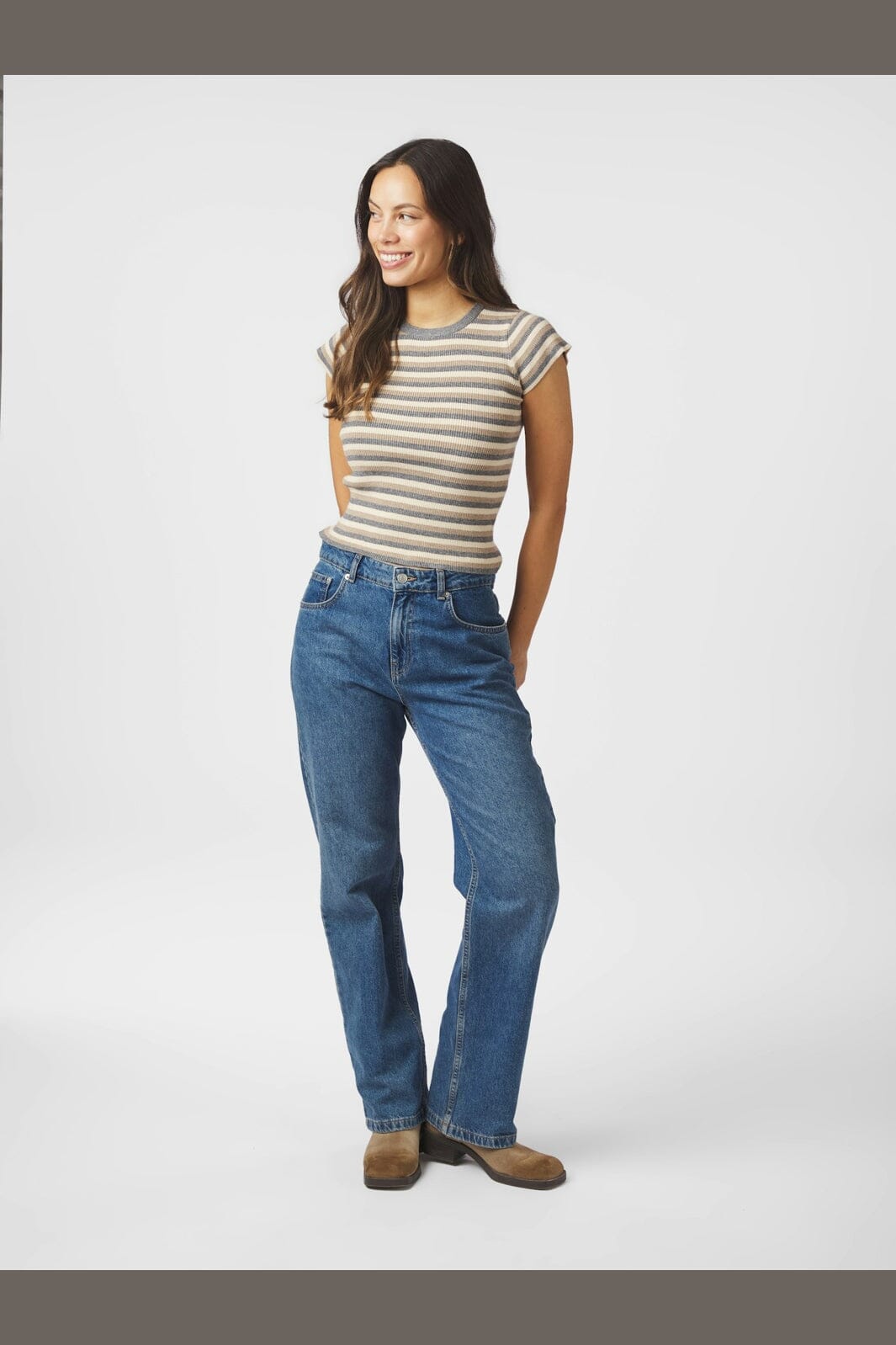 Neo Noir - Tirra Simple Stripe Knit Top 166630 - 130 - Grey