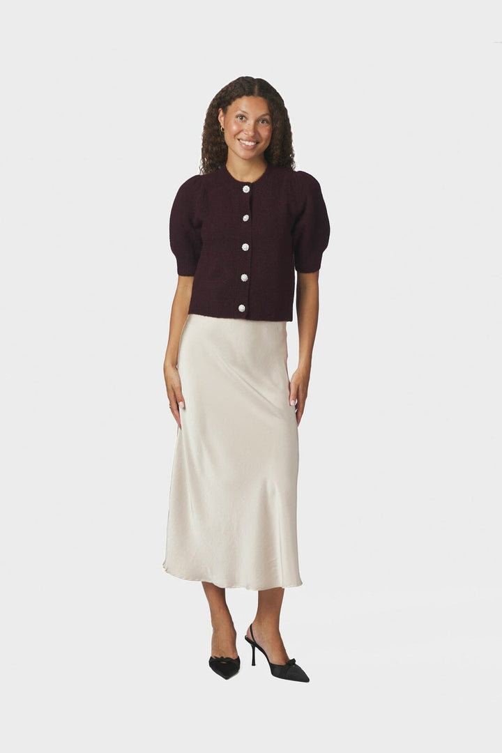 Neo Noir - Trudy Pearl Deco Knit Cardigan 167472 - 682 - Wine