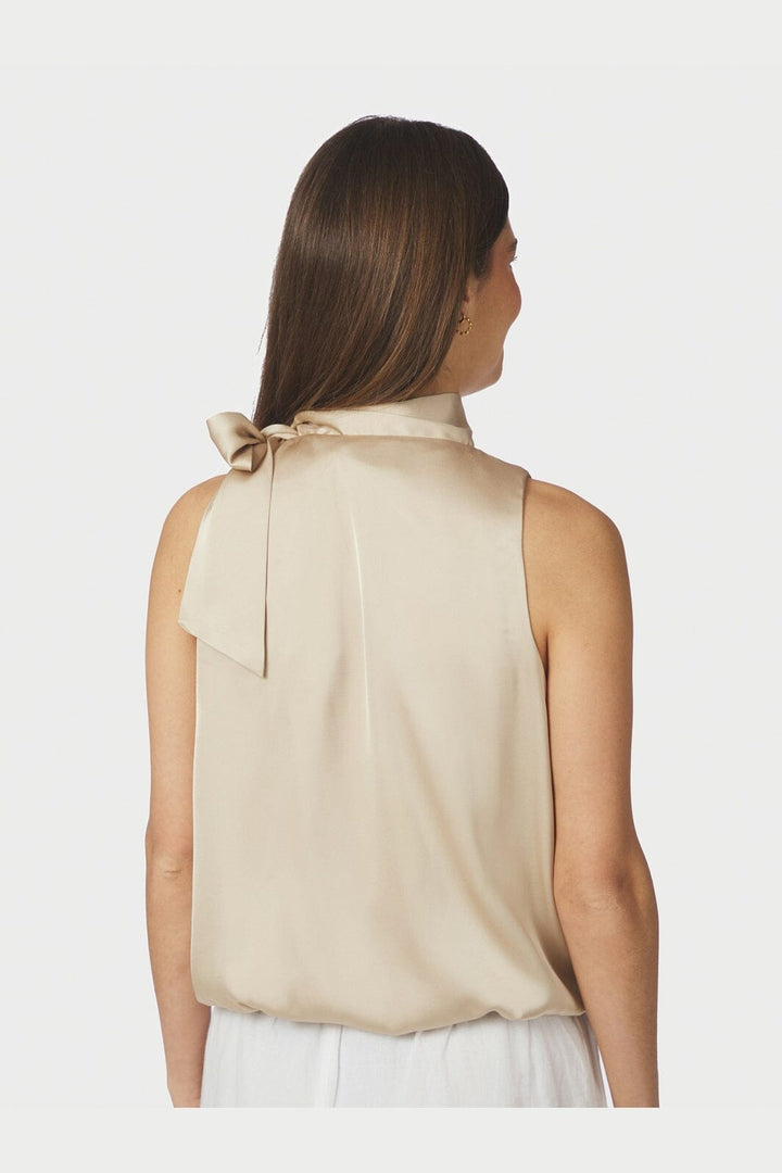 Neo Noir - Veda Drapy Satin Top 166605 - 125 - Dark Sand