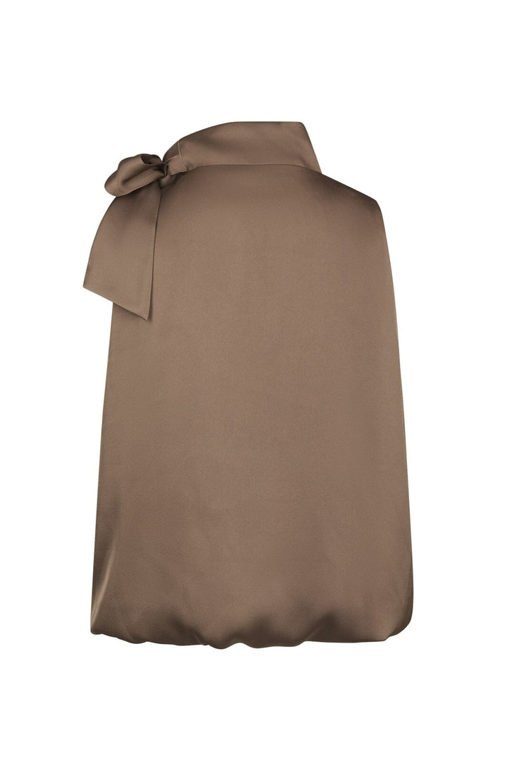 Neo Noir - Veda Drapy Satin Top 166605 - 811 - Dark Taupe