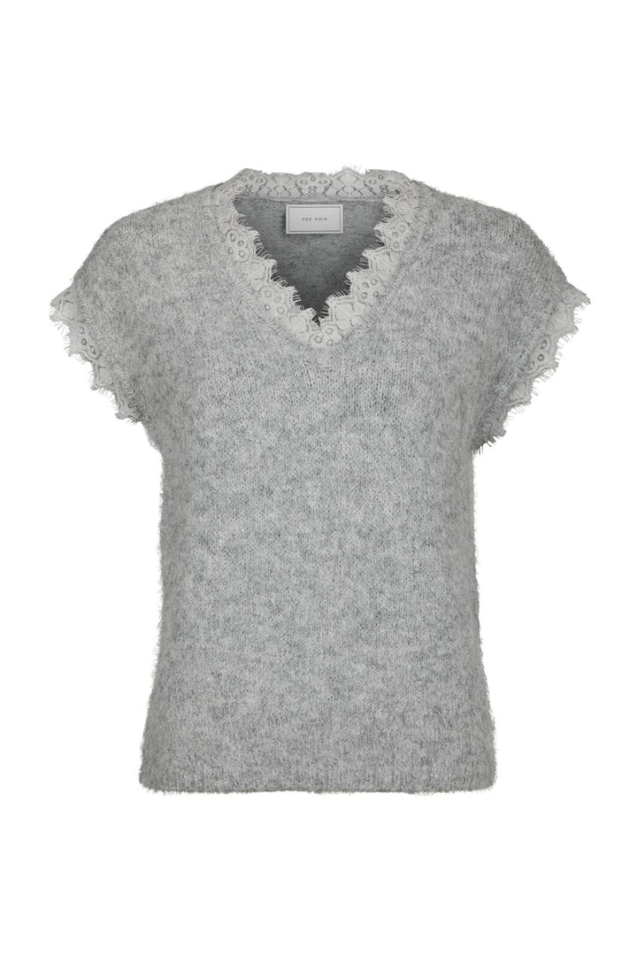 Neo Noir - Vivane Lace Knit Vest 170787 - 133 - Grey Melange