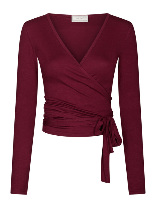 Neo Noir x Molly&My Athleisure - Nia Jersey Wrap Blouse 165501 - 162 - Bordeaux Bluser 