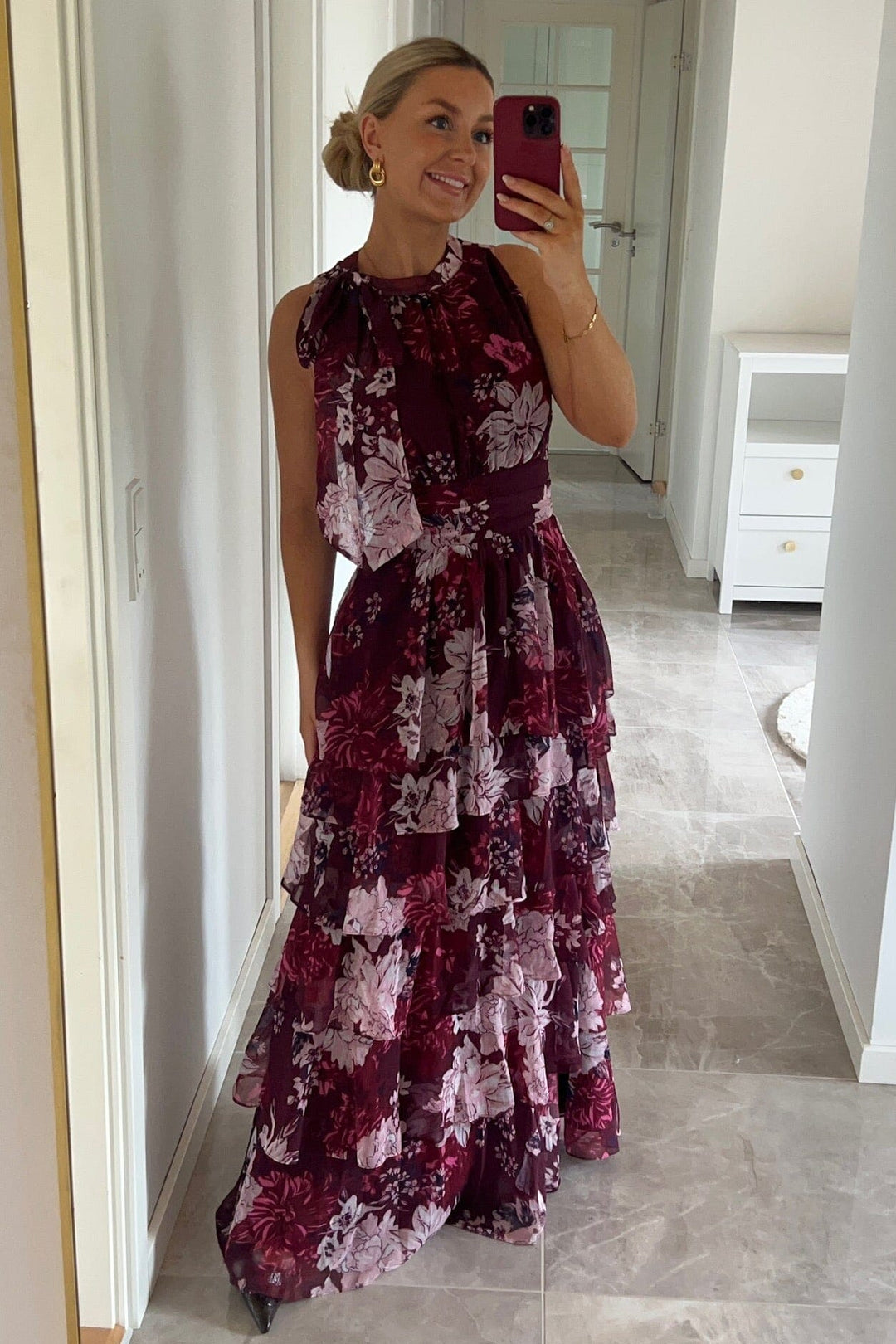 Neo Noir x Molly&My - Lia Mega Flower Dress 169703 - 162 - Bordeaux Kjoler 