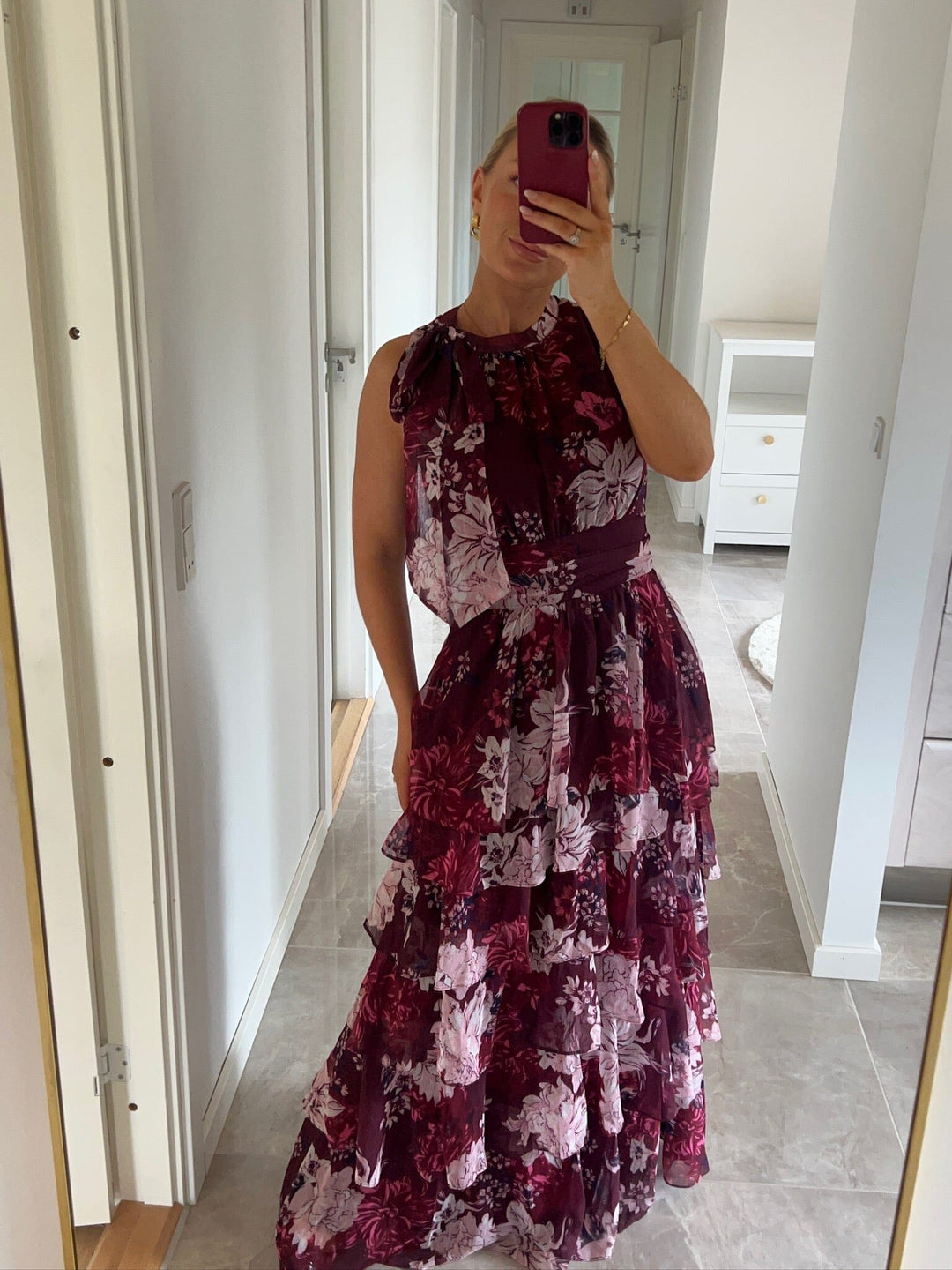 Neo Noir x Molly&My - Lia Mega Flower Dress 169703 - 162 - Bordeaux Kjoler 