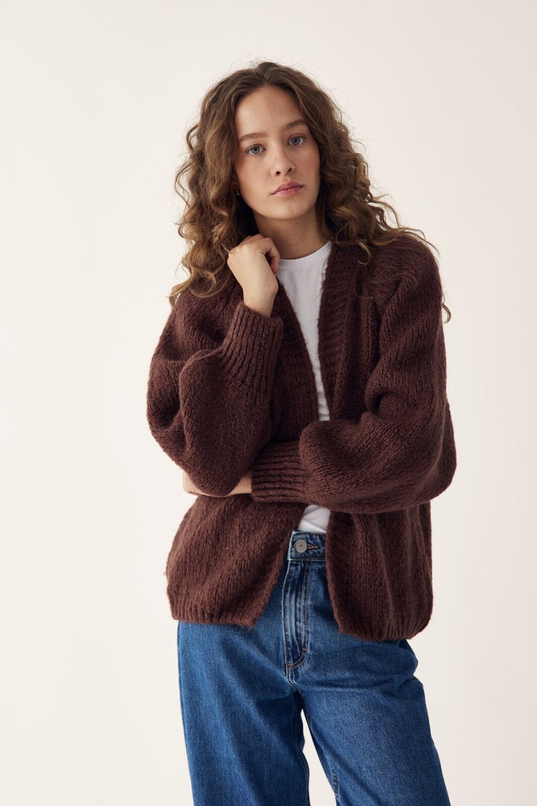 Noella - Fora Knit Cardigan - 548 Dark Brown Cardigans 