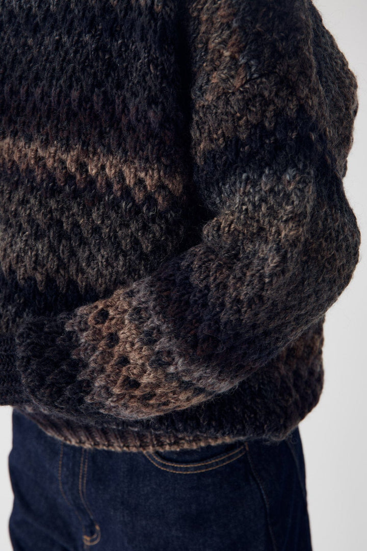 Noella - Gio Knit Sweater 12165005 - 1415 - Brown Grey Mix Strikbluser 