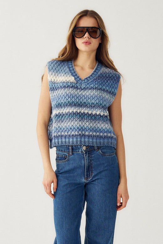 Noella - Gio Knit Vest 10872143 - 663 - Sky Mix Strikbluser 
