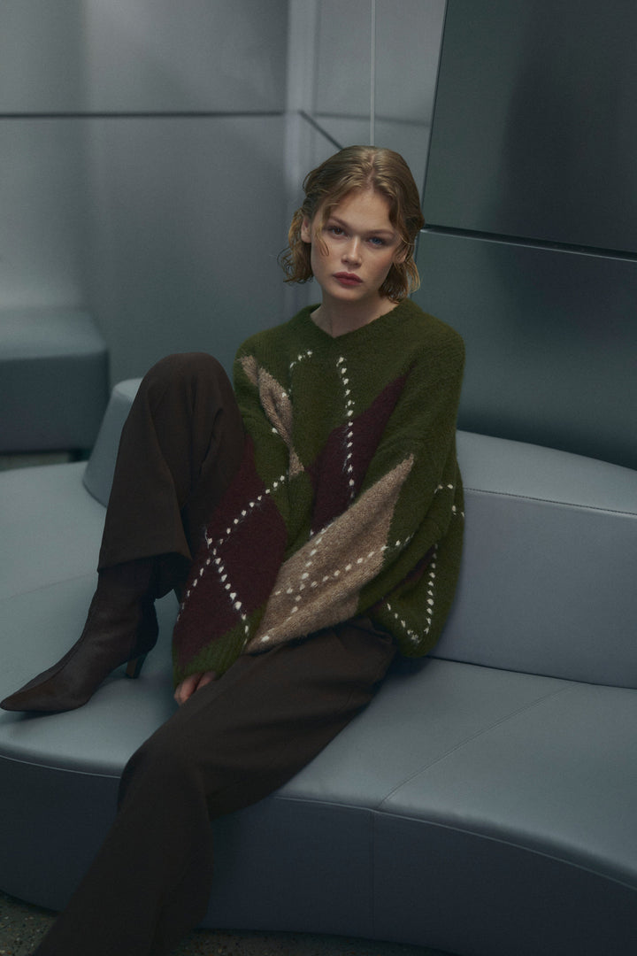 Noella - Lai Knit 14670001 - 1512 - Avocado Green Mix Strikbluser 