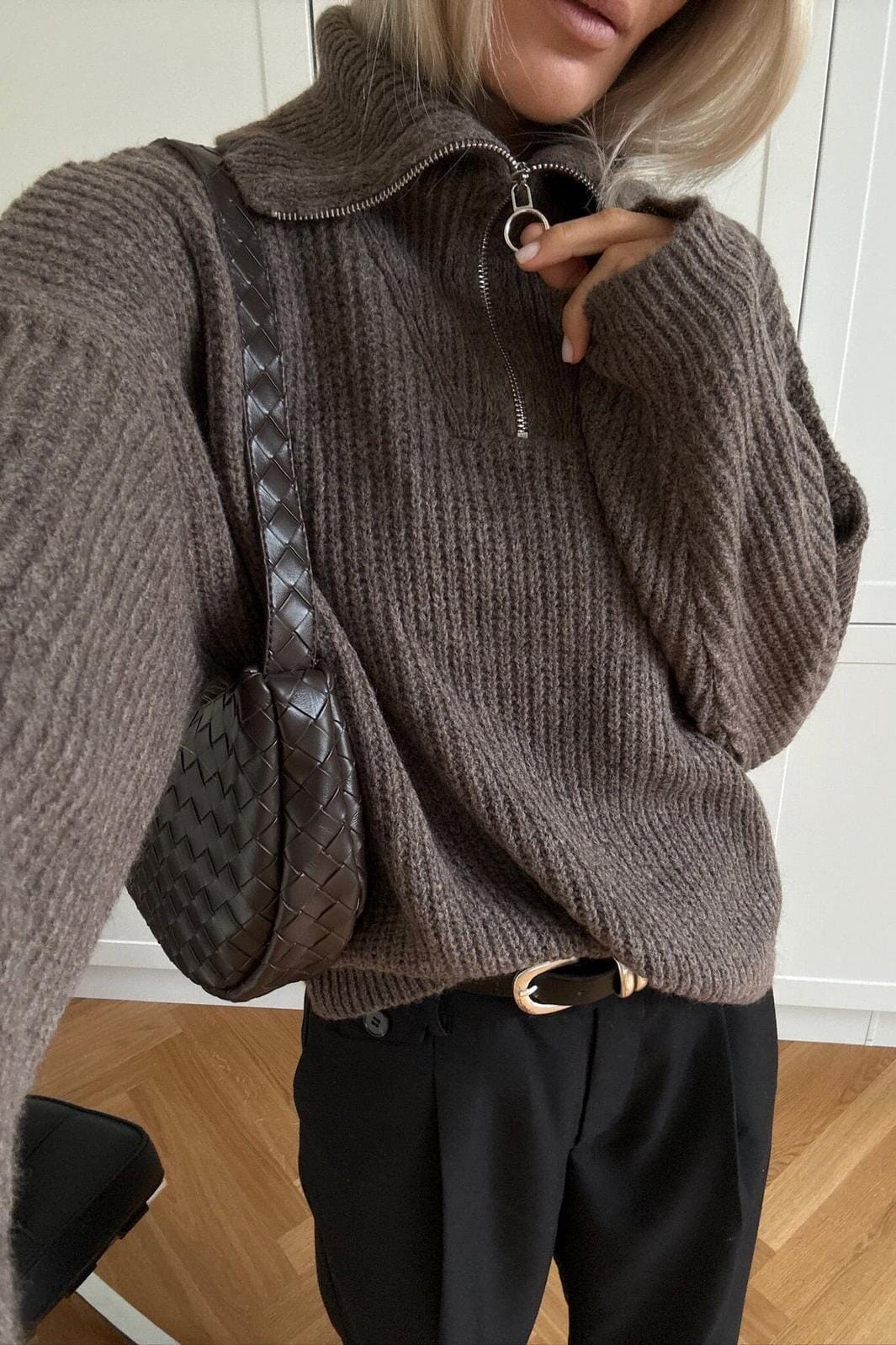 Noella - Lesia Knit 14460001 - 1406 - Timber Wolf Melange Strikbluser 