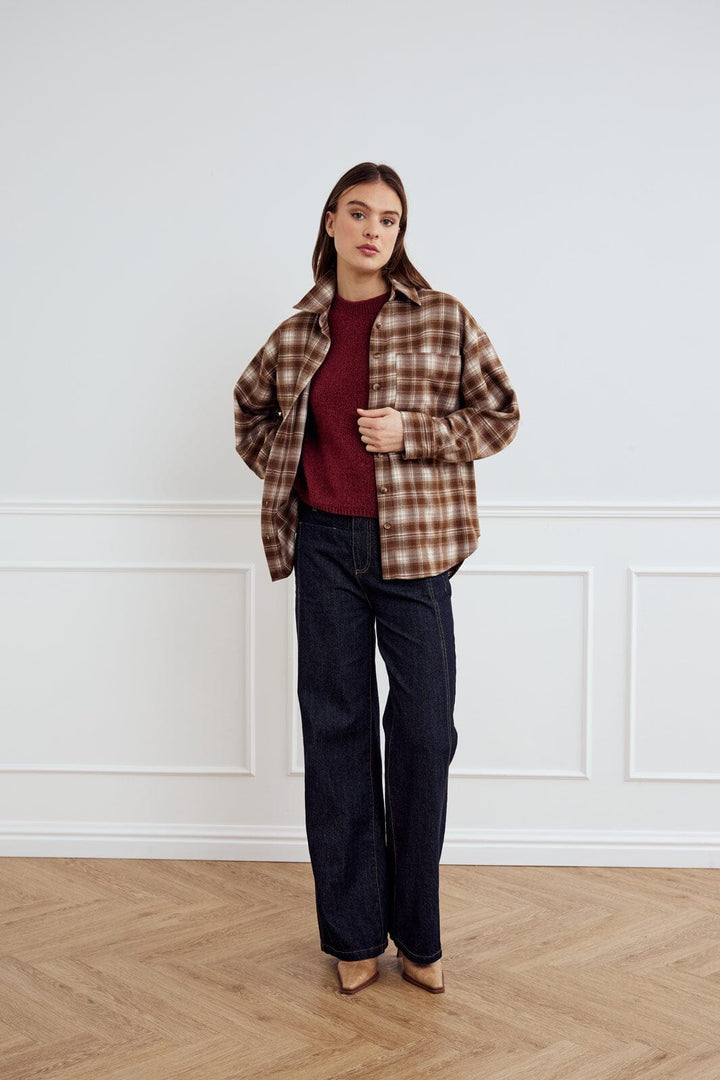 Noella - Lisa Shirt 14070001 - 1383 - Celestin Brown Check