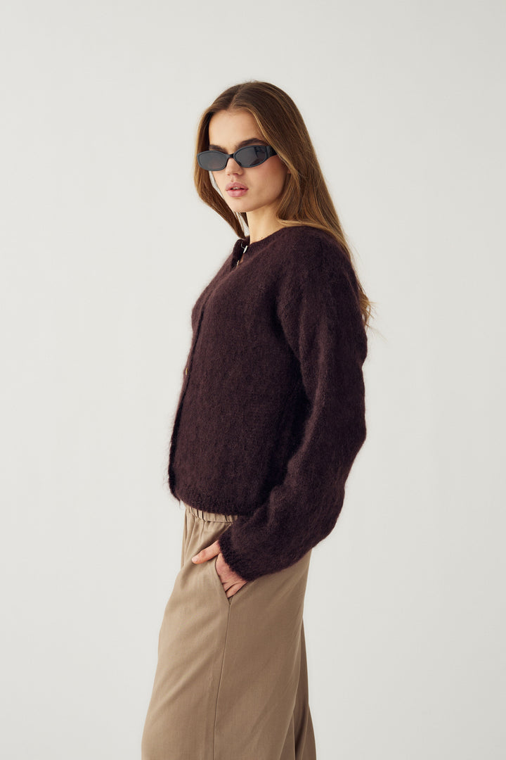 Noella - N-Kae Mohair Cardigan 15250003 - 1469 - Dark Brown Chocolate Cardigans 