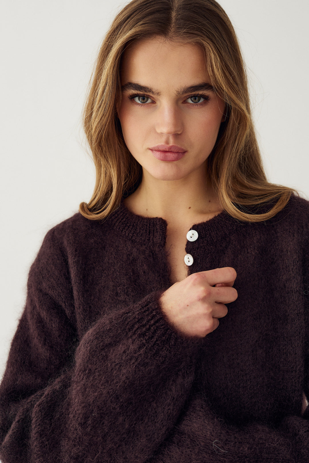 Noella - N-Kae Mohair Cardigan 15250003 - 1469 - Dark Brown Chocolate Cardigans 