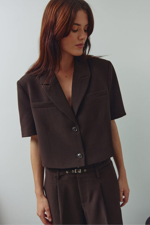 Noella - N-Leanne Crop Blazer 13860006 - 674 - Chocolate
