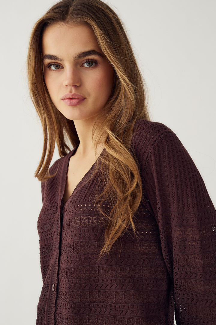 Noella - N-Margrit Knit Cardigan 16040001 - 1345 - Mahogany Cardigans 