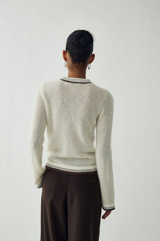 Noella - N-Marthy Ls Knit 16400002 - 1502 - Ivory Brown Strikbluser 