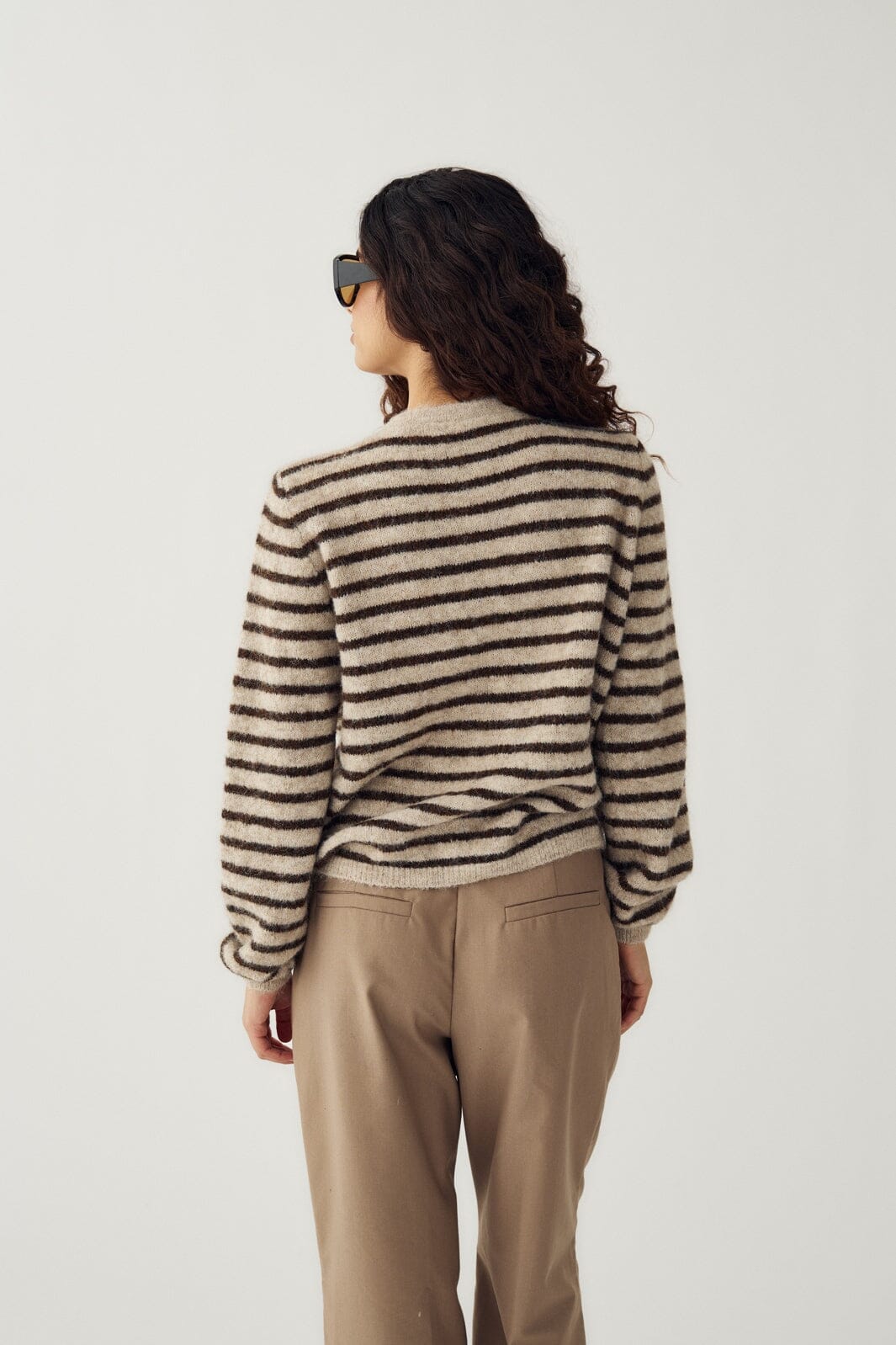 Noella - N-Mertice Knit Cardigan 16570002 - 1516 - Brown Sand Stripe