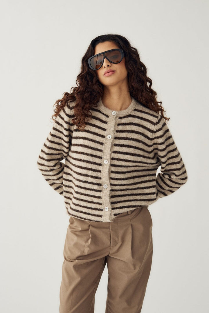 Noella - N-Mertice Knit Cardigan 16570002 - 1516 - Brown Sand Stripe