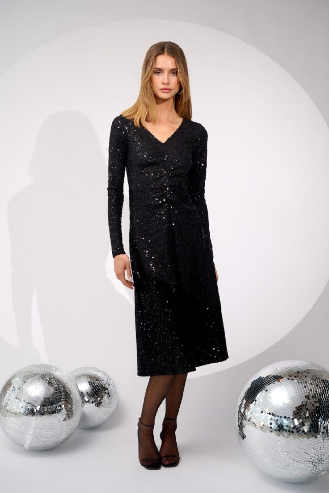 Noella - Verona Midi Dress - 1149 Black W/ Black Kjoler 