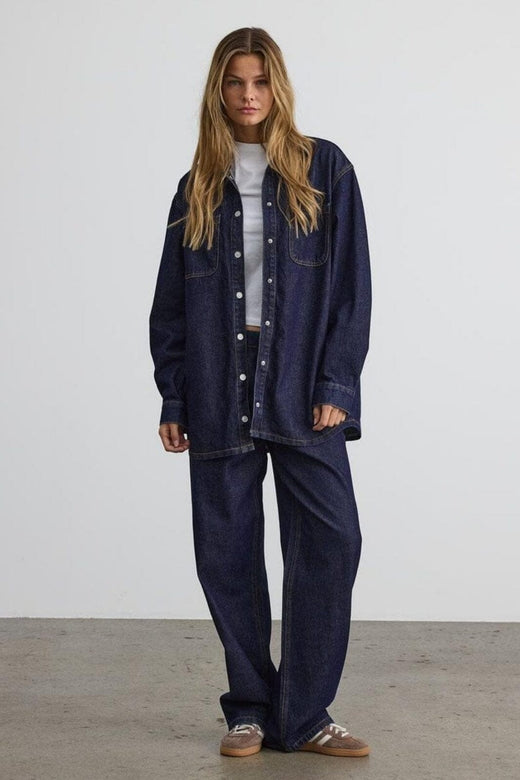 Noisy May - Nmalva L/S Denim Shacket Az386Db - 4532250 Dark Blue Denim