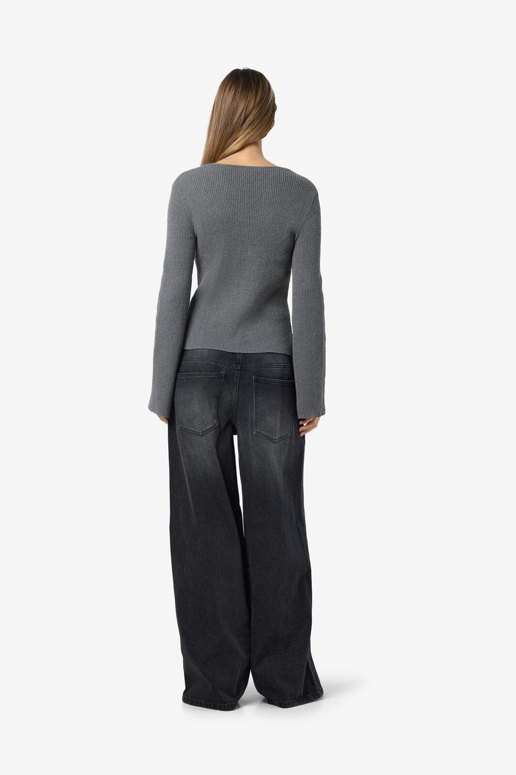 Noisy May - Nmaylin L/S Tie Knit Cardigan Dd - 4803686 Charcoal Gray