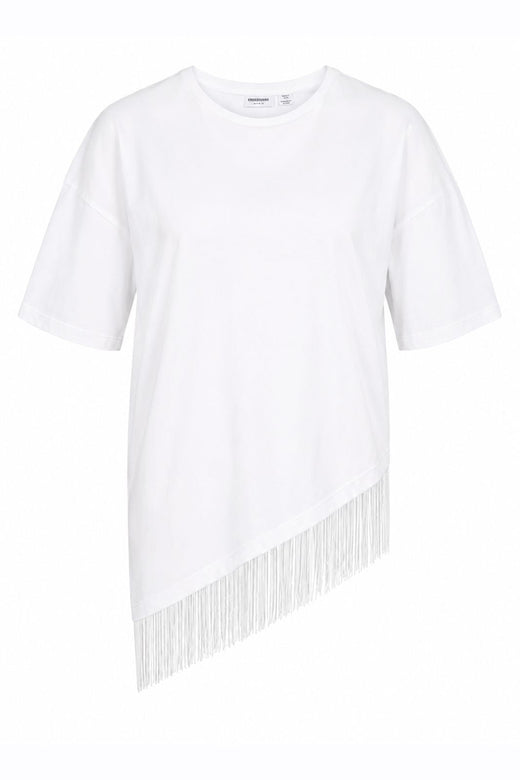 Noisy May - Nmeasy S/S Assymetric Fringe Top - 5253261 Snow White