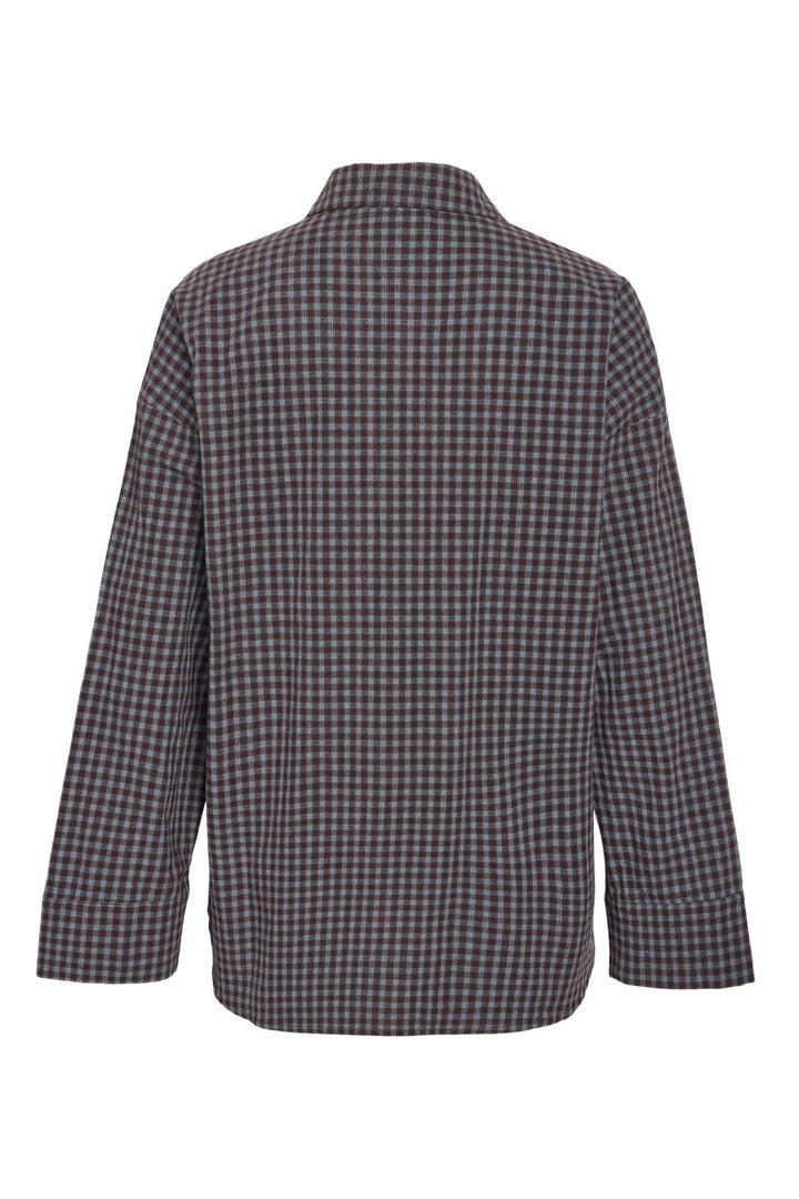 Noisy May - Nmhailey Zoe L/S Check Shirt - 5117231 Chocolate Brown Blue Checks