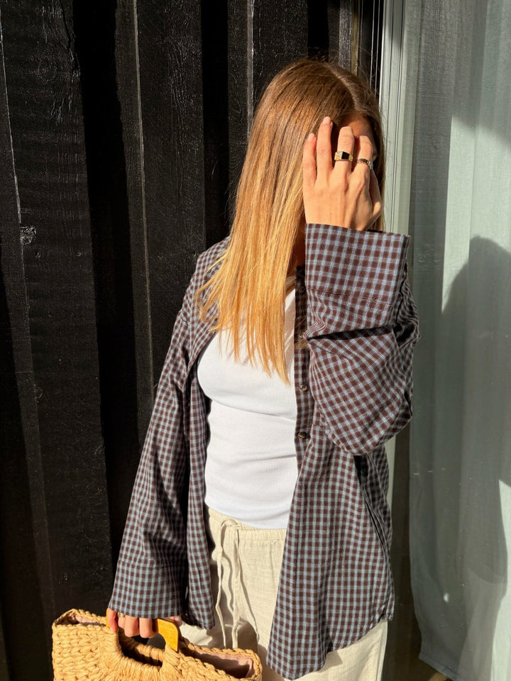 Noisy May - Nmhailey Zoe L/S Check Shirt - 5117231 Chocolate Brown Blue Checks Skjorter 