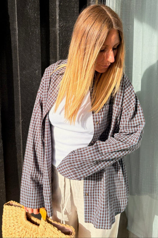 Noisy May - Nmhailey Zoe L/S Check Shirt - 5117231 Chocolate Brown Blue Checks Skjorter 