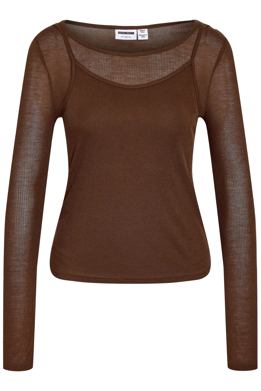 Noisy May - Nmnusa L/S Doublelayer Top - 5144780 Chocolate Brown Bluser 