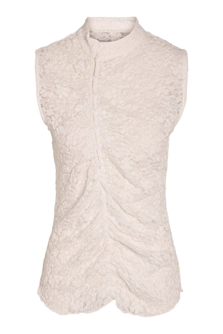 Noisy May - Nmpeyton S/L Button Top - 5225227 Snow White Toppe 