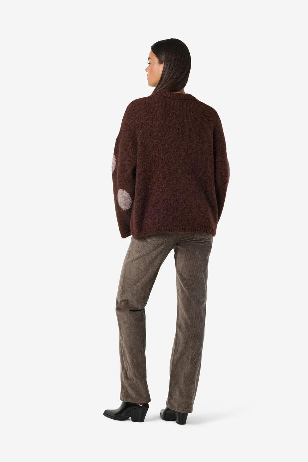 Noisy May - Nmsutton L/S Polka Dot Oversize Knit Fwd - 5062577 French Roast Natural Melange Dots