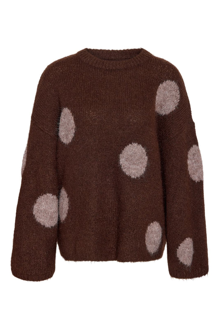 Noisy May - Nmsutton L/S Polka Dot Oversize Knit Fwd - 5062577 French Roast Natural Melange Dots