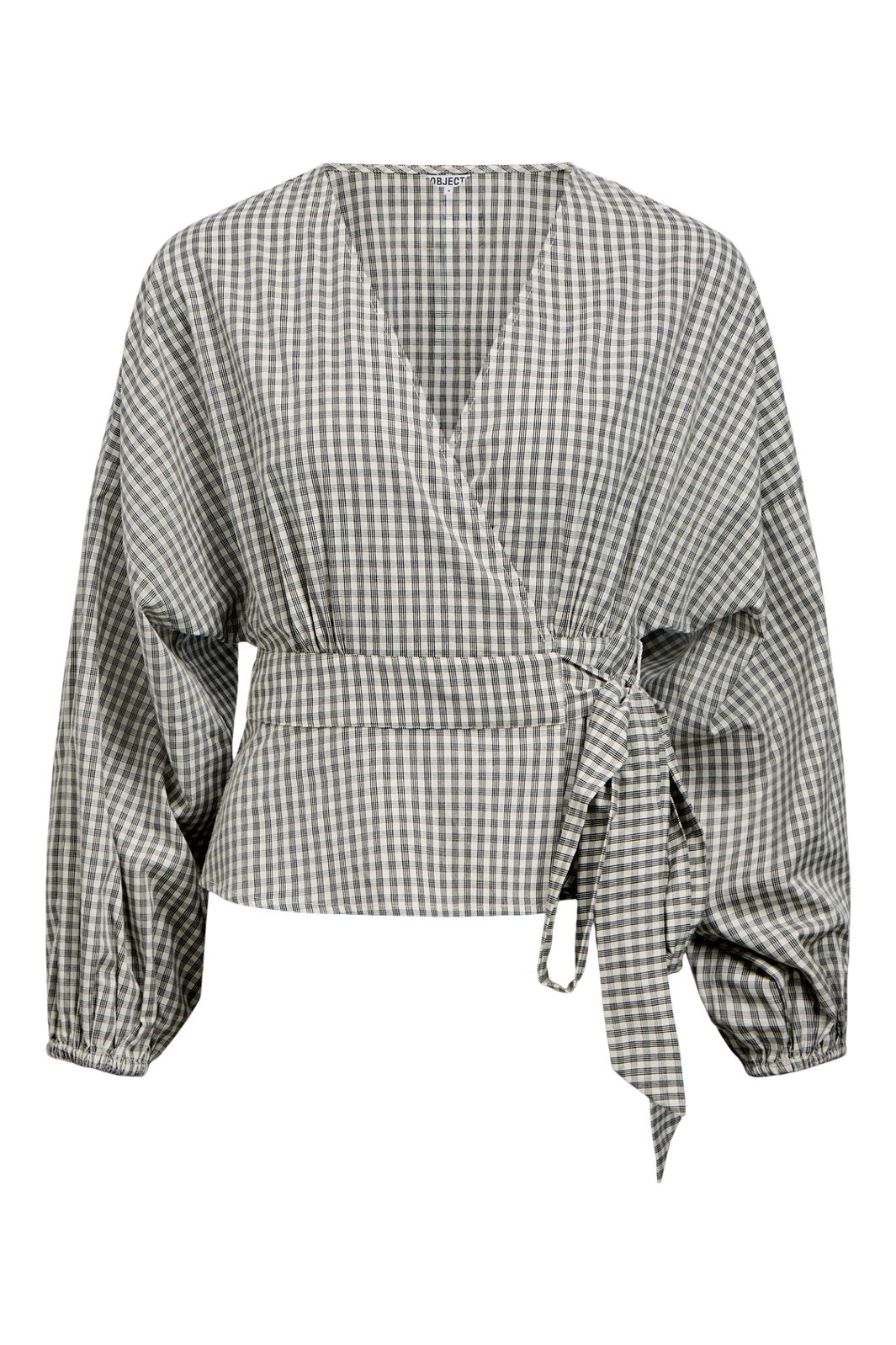 Object - Objanna Ls Wrap Top Tne 26 - 5165392 Cloud Dancer Black