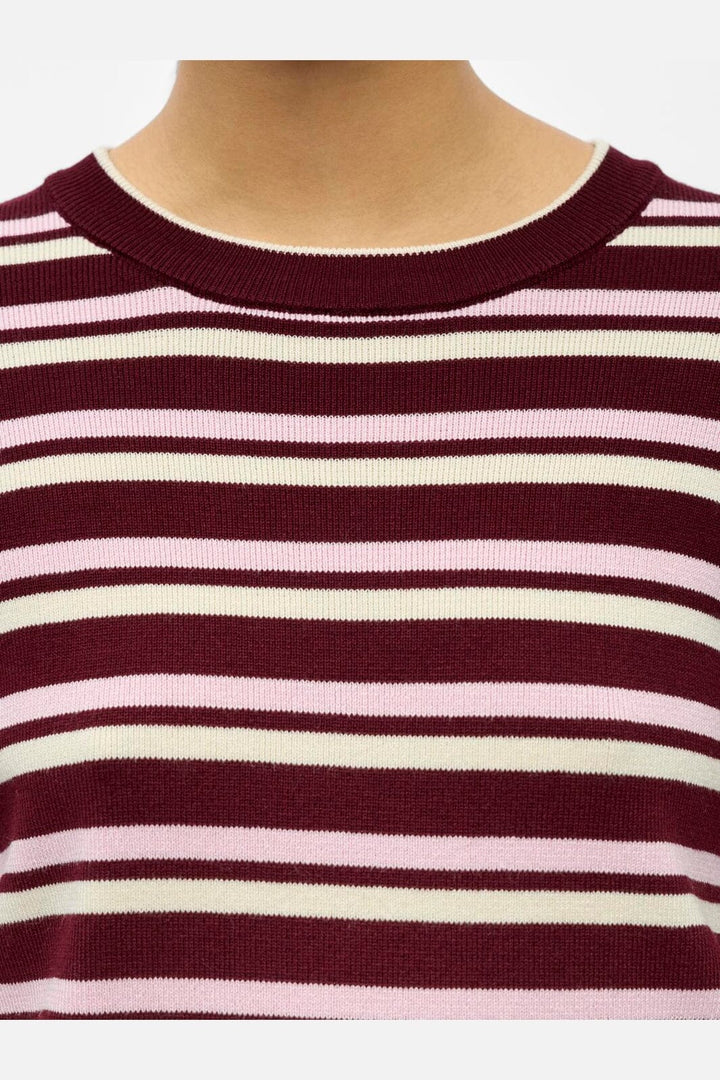 Object - Objester L/S Re Knit Pullover - 5162428 Windsor Wine Roseate Spoonbill + Birch