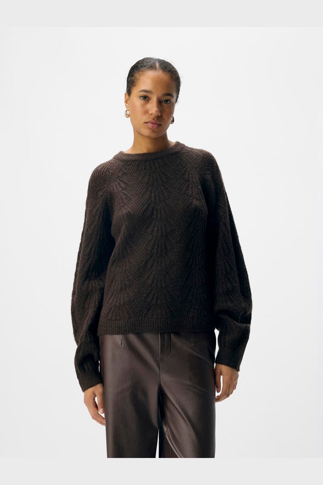 Object - Objflora Re L/S Knit Pullover - 4897377 Seal Brown