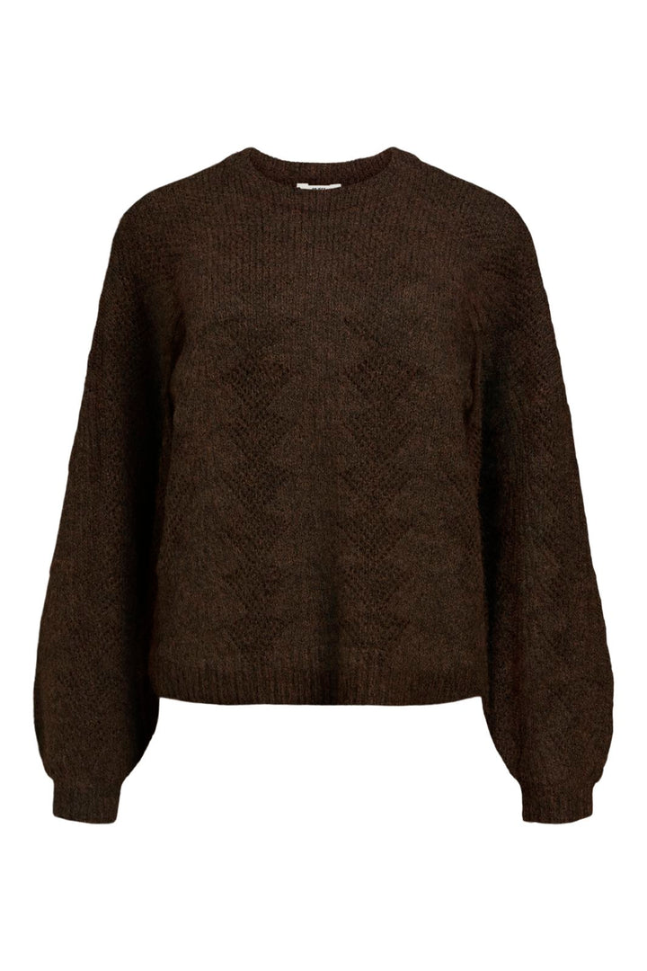 Object - Objflora Re L/S Knit Pullover - 4897377 Seal Brown